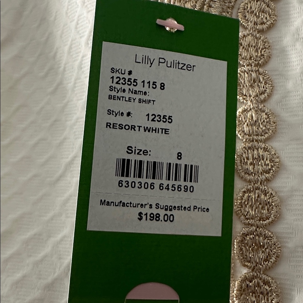Lilly Pulitzer Resort White Dress with Gold Detailing Size 8 - Picture 2 of 5